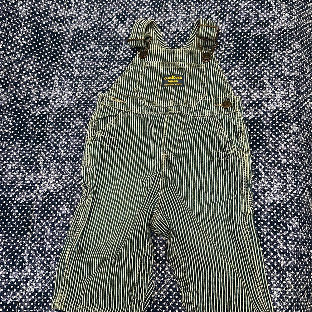Striped Oshkosh baby overalls